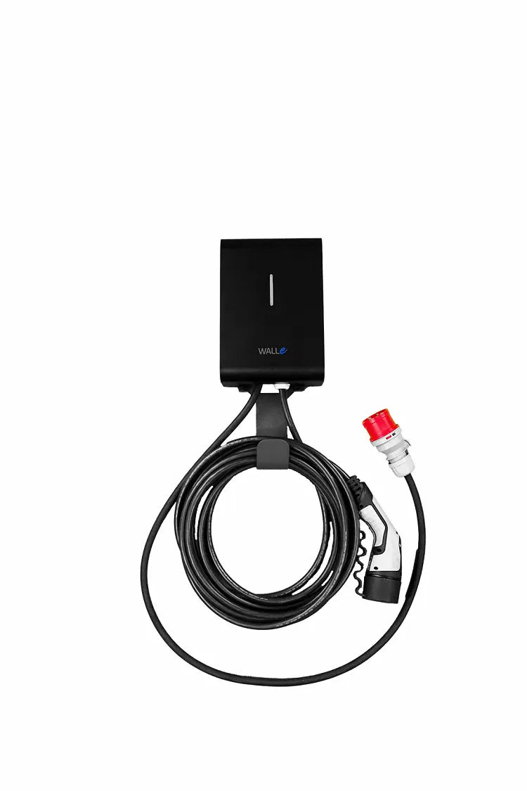 Walle16S latausasema CEE 16A kytkennällä, väri musta, edestäpäin kuvattu